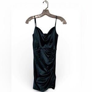 Lucy in the sky dark green mini dress with ruched side size XS